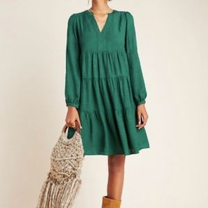 Anthropologie Amber Green Tiered Tunic